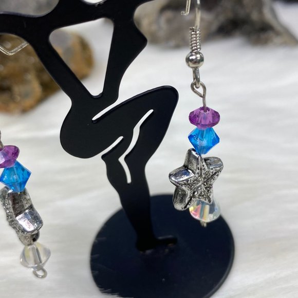 Pierced Starfish Bead Dangle Earrings - Picture 3 of 5